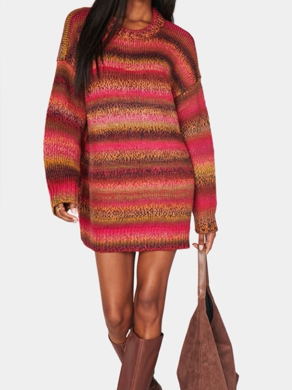 Show Me Your Mumu Canyon Tunic Striped Oversized Knit Sweater Dress M